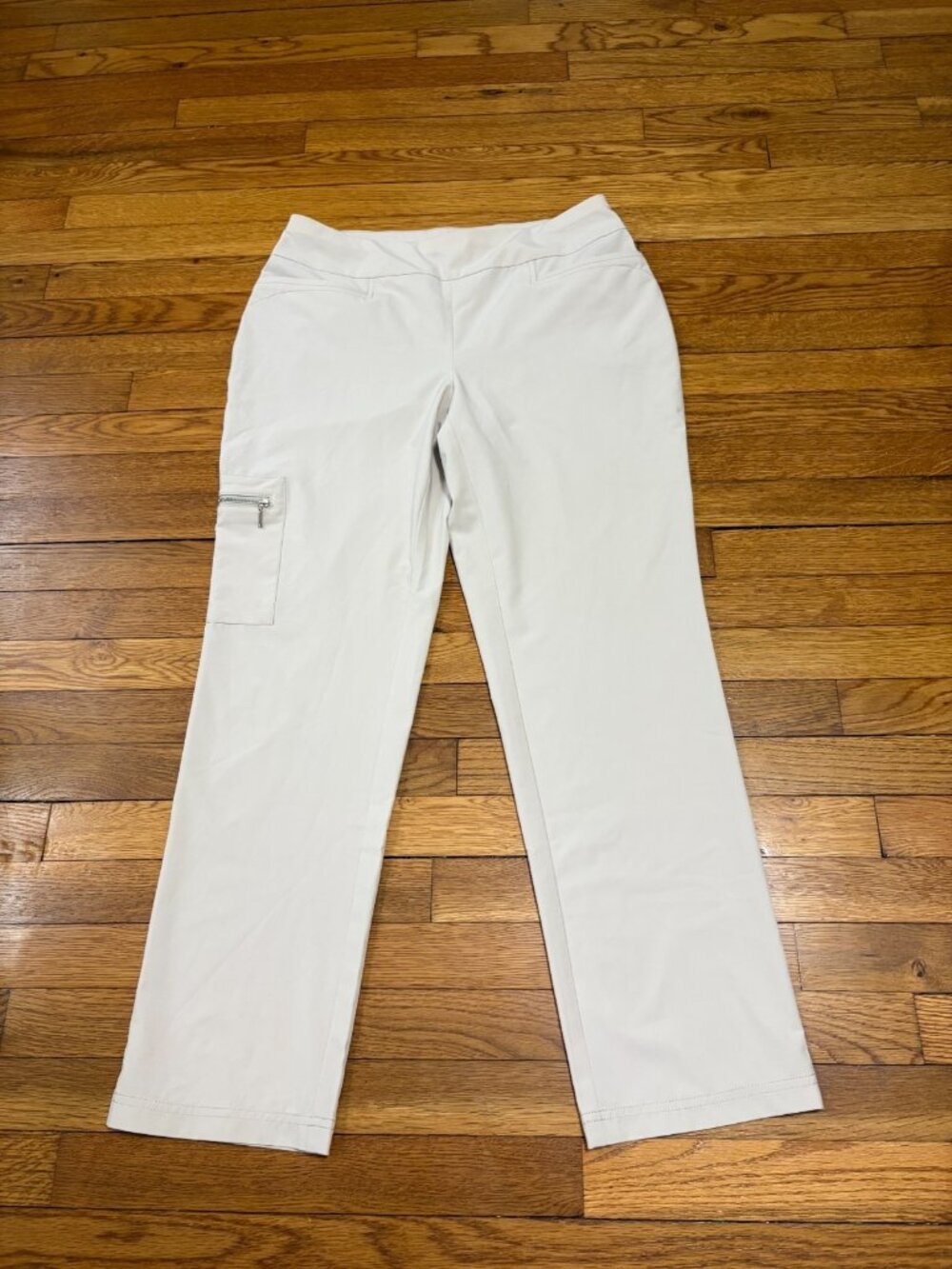 Weekends By Chico's Womens Pull on Pants Size 1 (US 8) Gray Stretch Zip Pocket